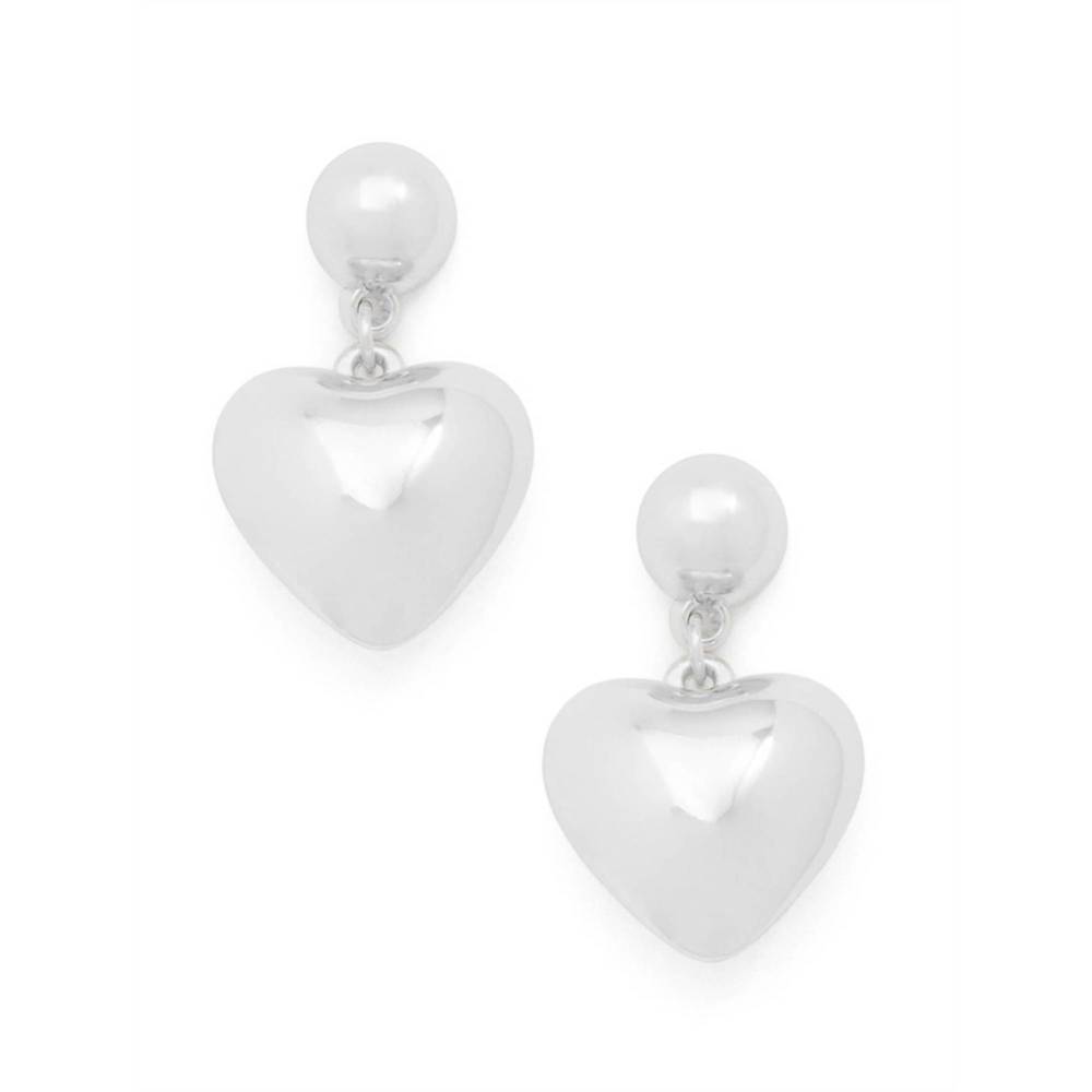 NEW RHO women's puffed heart drop earring in silver